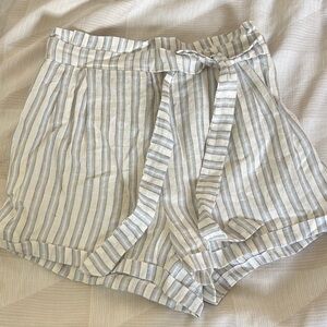 NWT Free People Light Blue & White Striped High-Waist Tie Shorts